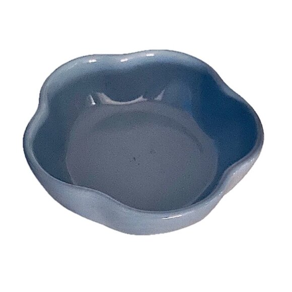 Roseville Spongeware Pottery Blue Fruit Dessert Bowls Ruffled Rim Lot of 6 EVC - Picture 4 of 7